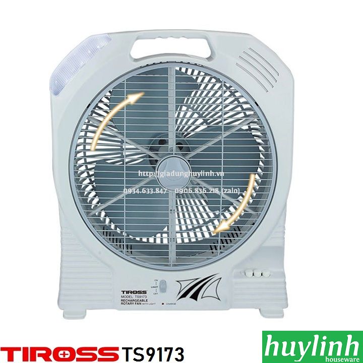 Quạt sạc tích điện tiross ts9173 - có đèn led