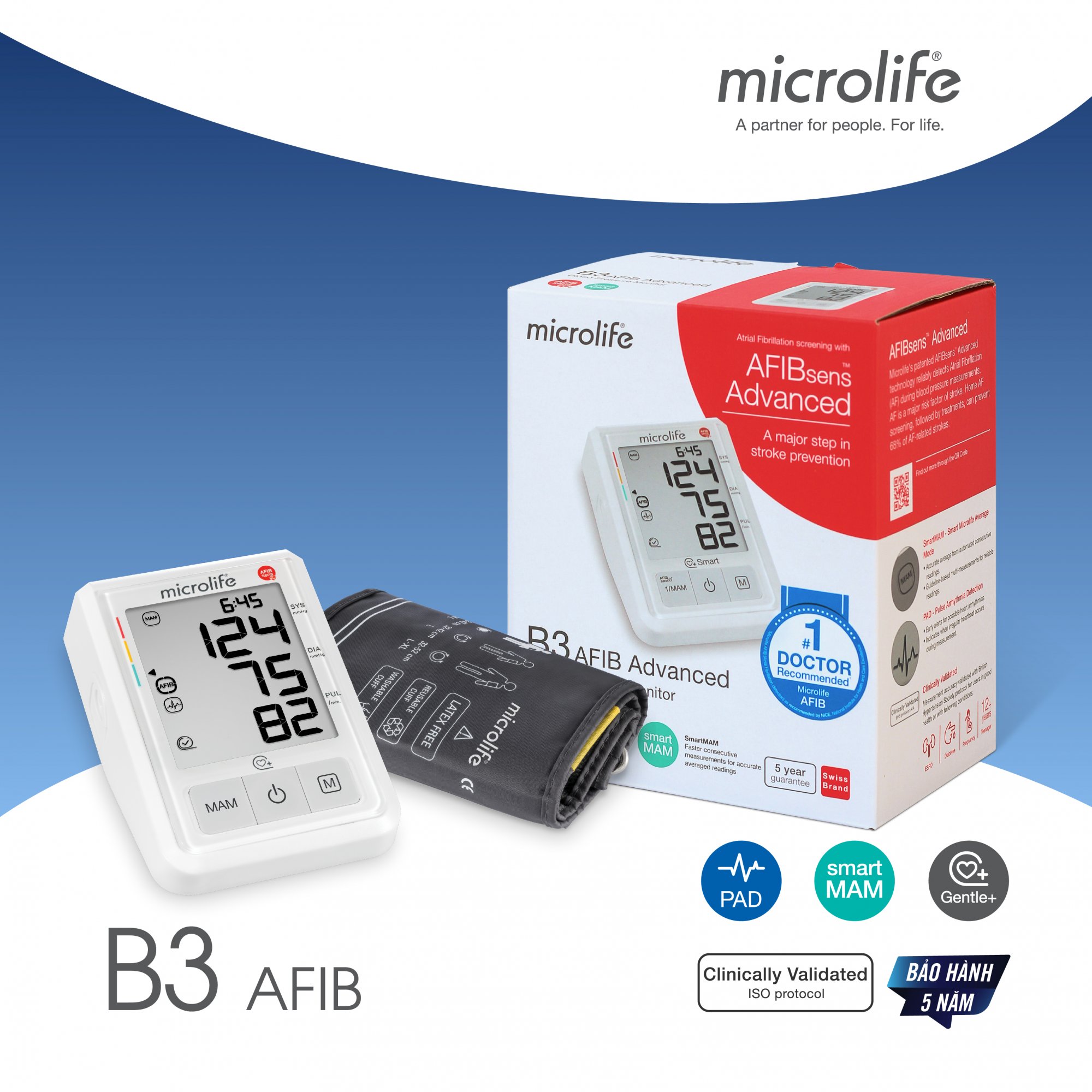 Máy đo huyết áp bắp tay b3 afib advance