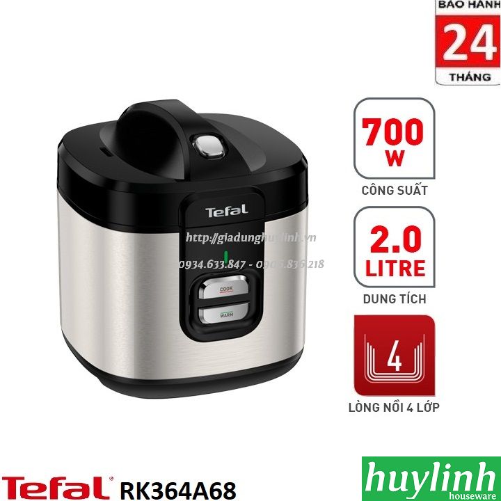 Nồi cơm điện tefal rk364a68 - 2 lít - 700w