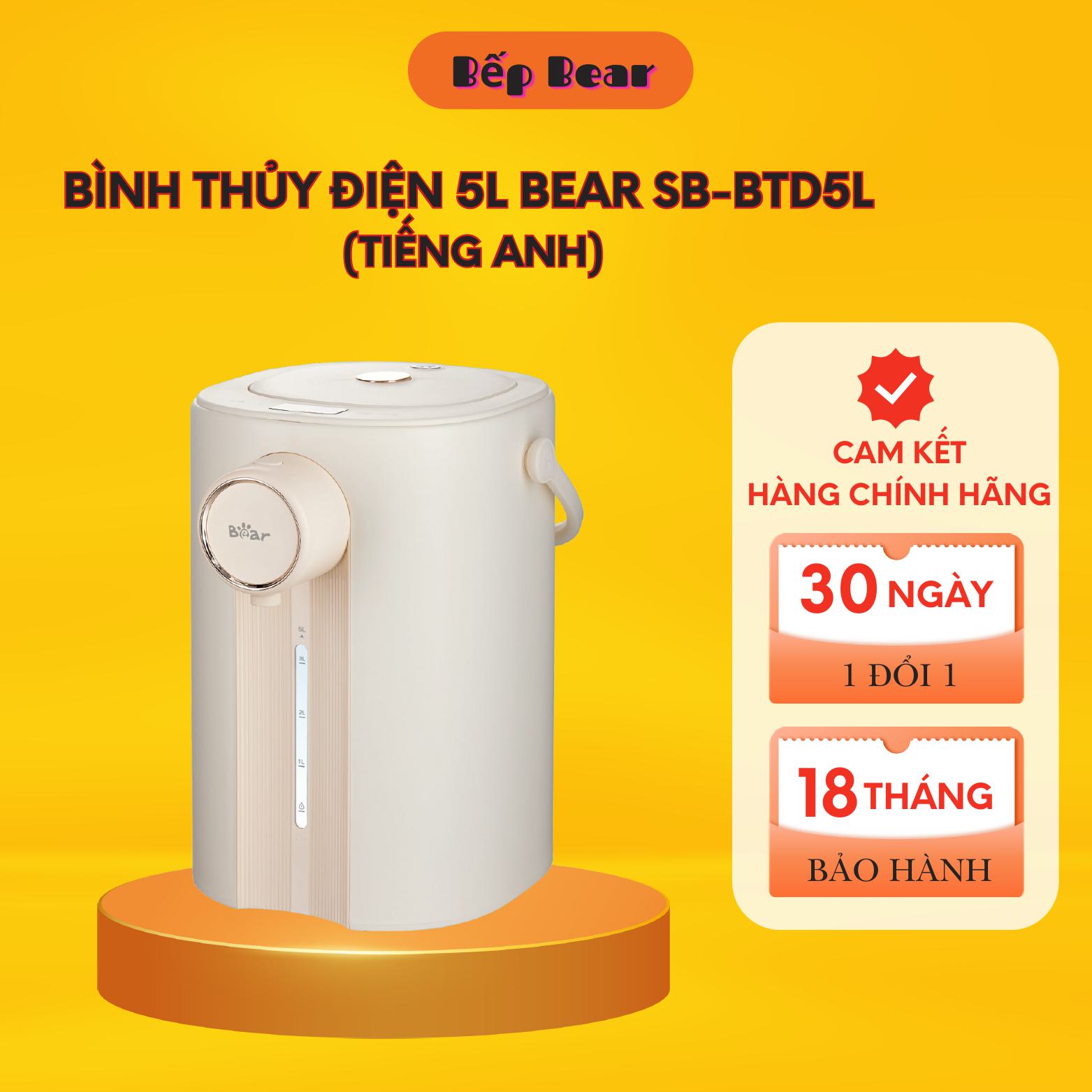 Bình Thủy Điện Đun Nước Nóng Giữ Nhiệt 5L BEAR Chính Hãng SB-BTD5L Bình Đun Nước Thủy Điện Thông Minh - Bản Tiếng Việt Bảo hành 18TH