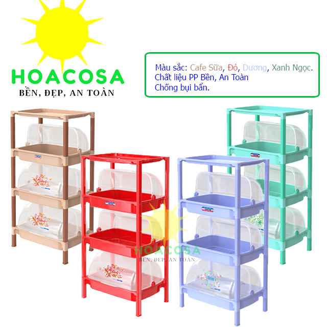 Kệ Đựng Chén Bát Có Nắp Đậy 3 ngăn (4 tầng) Nhựa Duy Tân- Đẹp, Bền, Chống Bụi Bẩn- Đồ Gia Dụng Hoacosa.