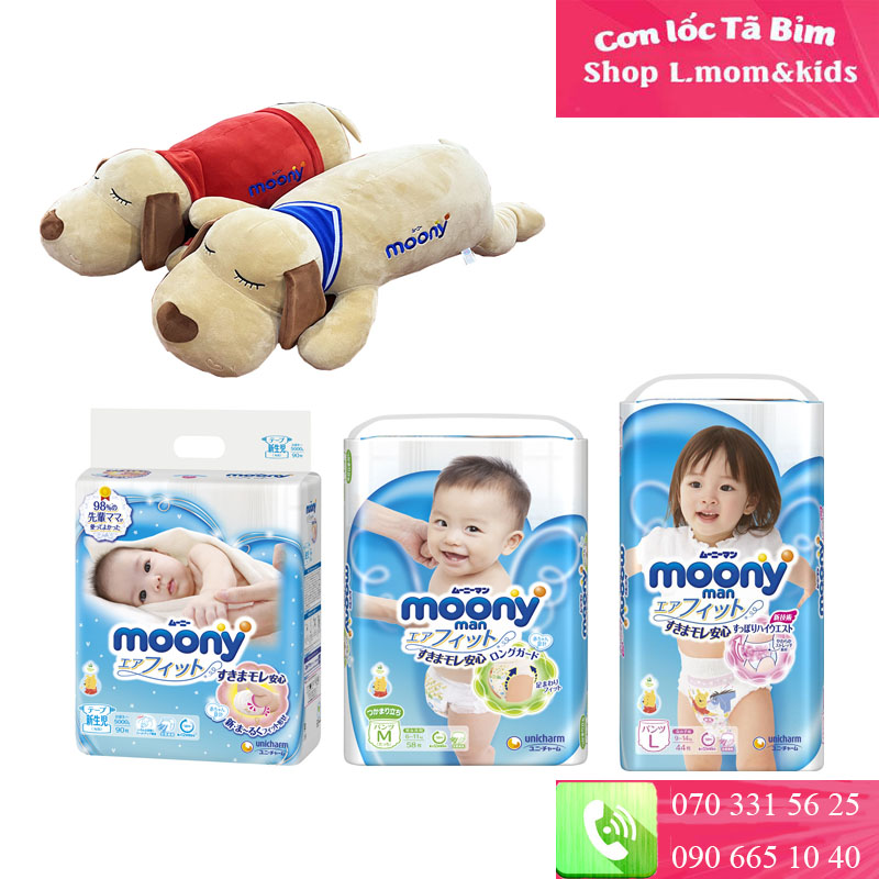 [HCM][TẶNG CHÓ BÔNG]BỘ 2 GÓI TÃ QUẦN MOONY BÉ TRAI SIXE L44B//XL38B/XXL26B