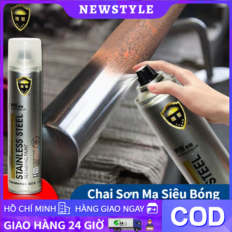 [Giao hàng 12 giờ]Sơn Bạc Mạ Crom Sơn Xịt Mạ Chrome Sáng Bóng 350ml - Chai Sơn Mạ Siêu Bóng-Sơn xe
