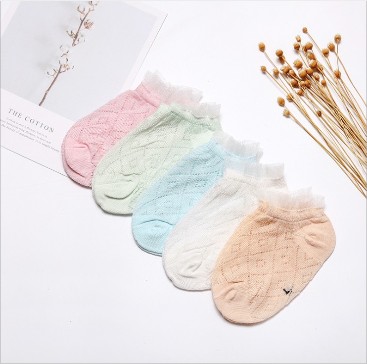 Sét 5 đôi tất lưới cổ ngắn cho bé gái