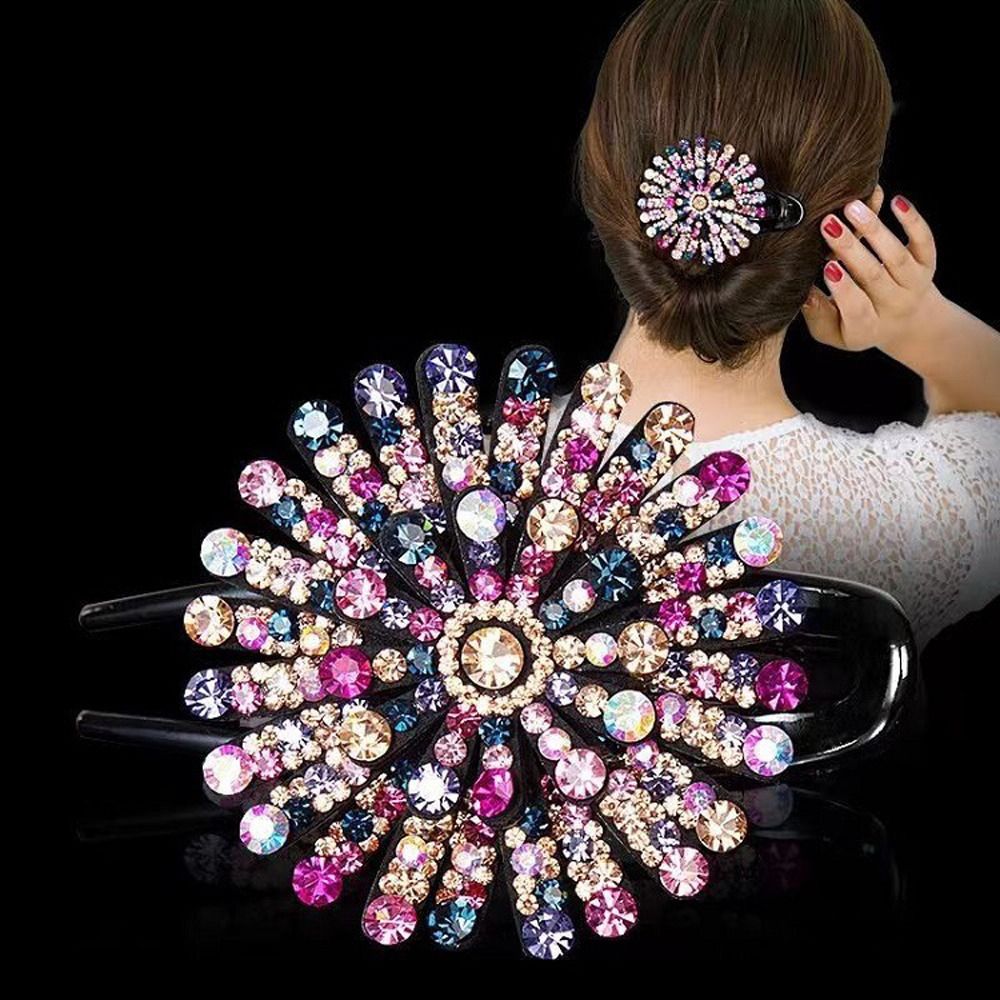 Ggfg kẹp tóc cỡ lớn đính đá zircon ngọt ngào thanh lịch phụ kiện đội đầu mới kẹp tóc đuôi ngựa cho mẹ kẹp tóc pha lê kẹp mỏ vịt đính đá kẹp tóc hình hoa kẹp tóc cho nữ