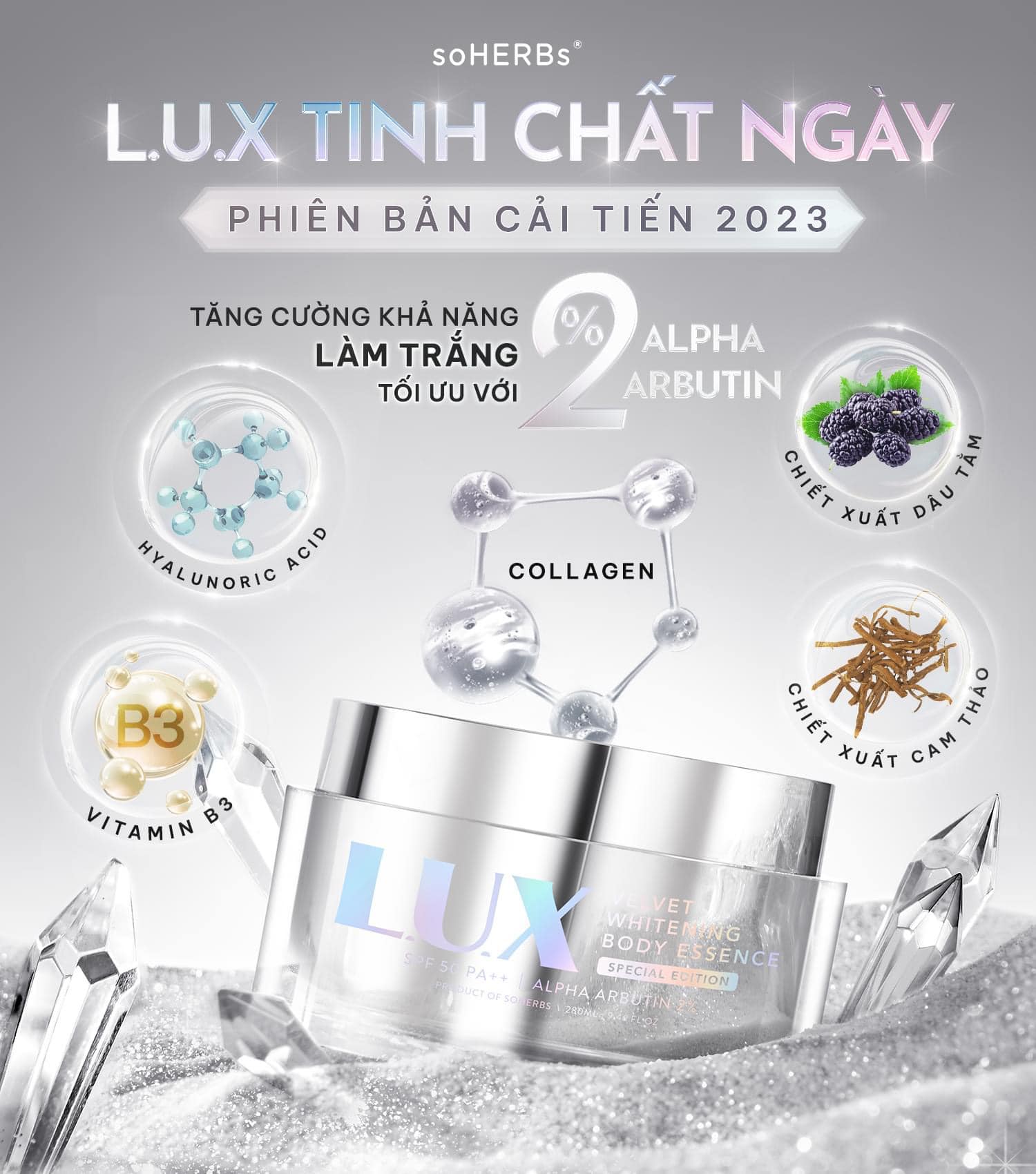 [DATE 2026] KEM BODY LUX DƯỠNG TRẮNG DA TINH CHẤT YẾN LUX soHERs PHIÊN BẢN MỚI 280ml(Tặng kèm 𝟮𝗴𝗼́𝗶 𝘁𝗮̂̉𝘆 𝘁𝗲̂́ 𝗯𝗮̀𝗼 𝗰𝗵𝗲̂́𝘁 𝘀𝘂̛̃𝗮 𝗻𝗼𝗻)