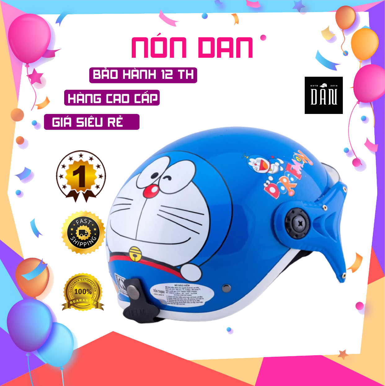 Nón bảo hiểm trẻ em hoạt hình Doremon