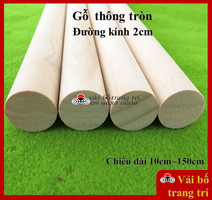 Thanh gỗ tròn, phi 20, dường kính 20mm, thanh gỗ thông tròn, gỗ thông làm handmade, mô hình, decor, treo tường, macrame
