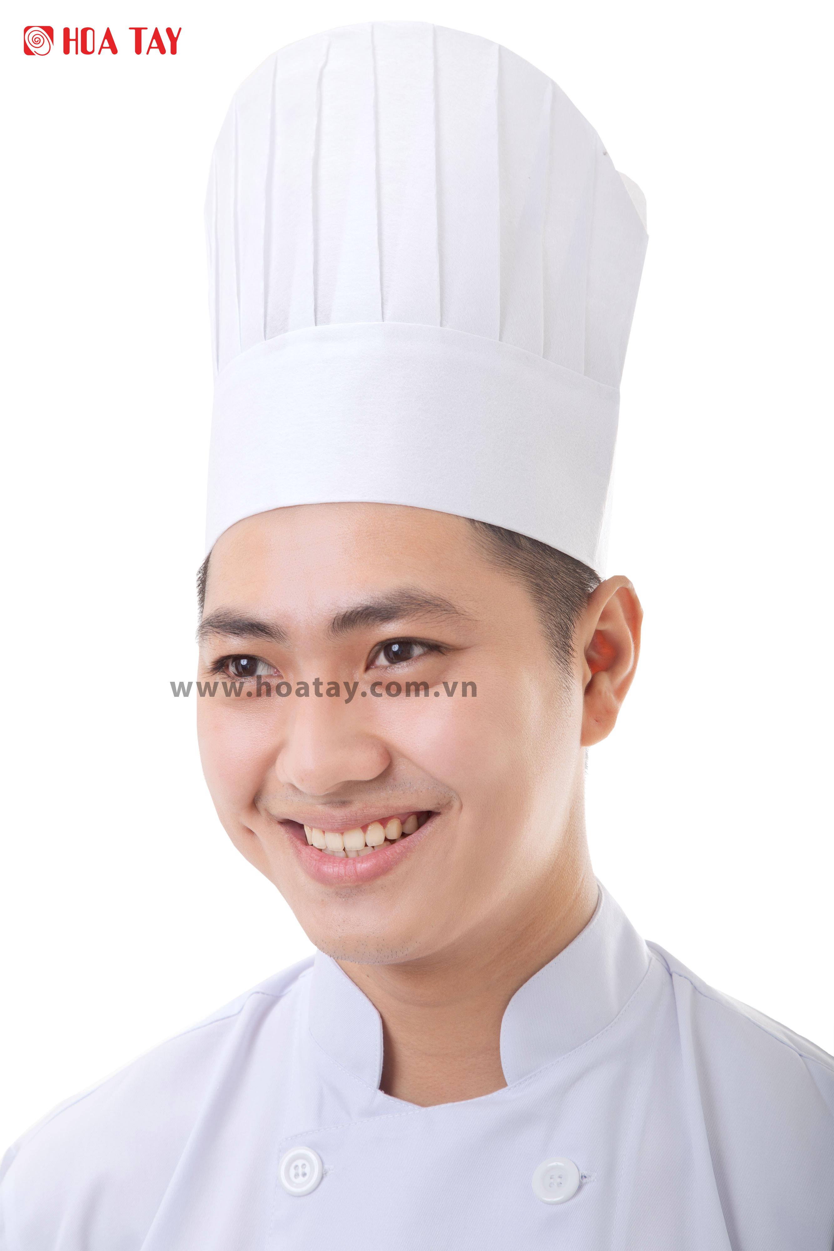 HOA TAY _Nón Bếp Nam, Nữ Màu Trắng Chất Liệu Giấy Cao Cấp