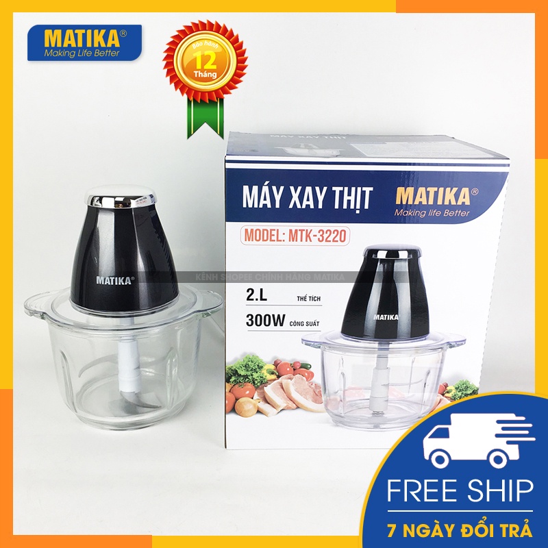 Máy xay thịt matika 2l cối thủy tinh mtk-3220