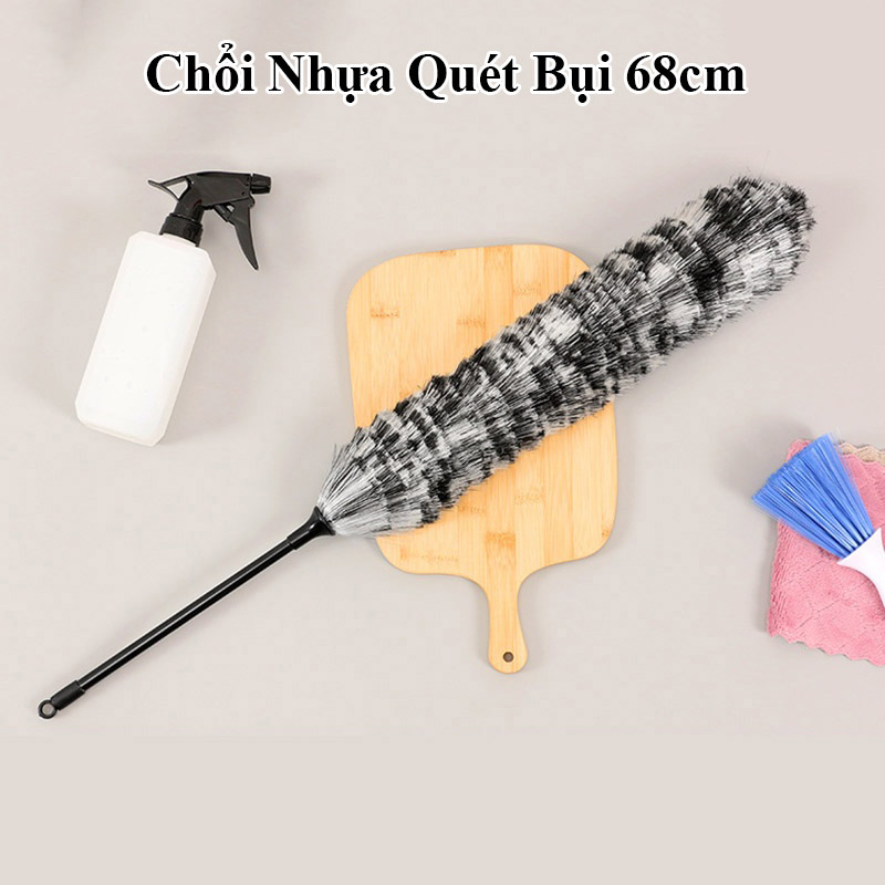 Chổi Quét Phủi Bụi Dài 68cm Chất Liệu Nylon Cán Nhựa, Chổi Lau Bụi Lông Mềm Dọn Dẹp Vệ Sinh Nhà Cửa Nhanh Chóng TIDO, TI DO