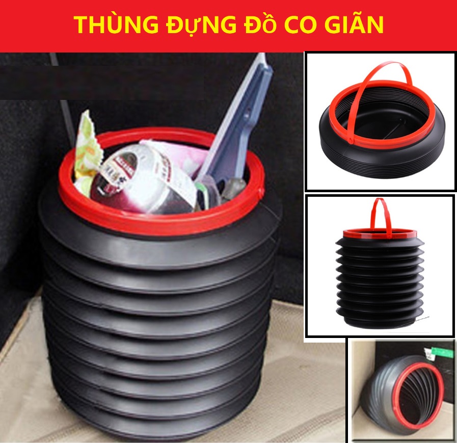 Thùng rác co giãn trên ô tô, dưới gầm bàn, kệ tặng kèm 02 móc dán tường cường lực
