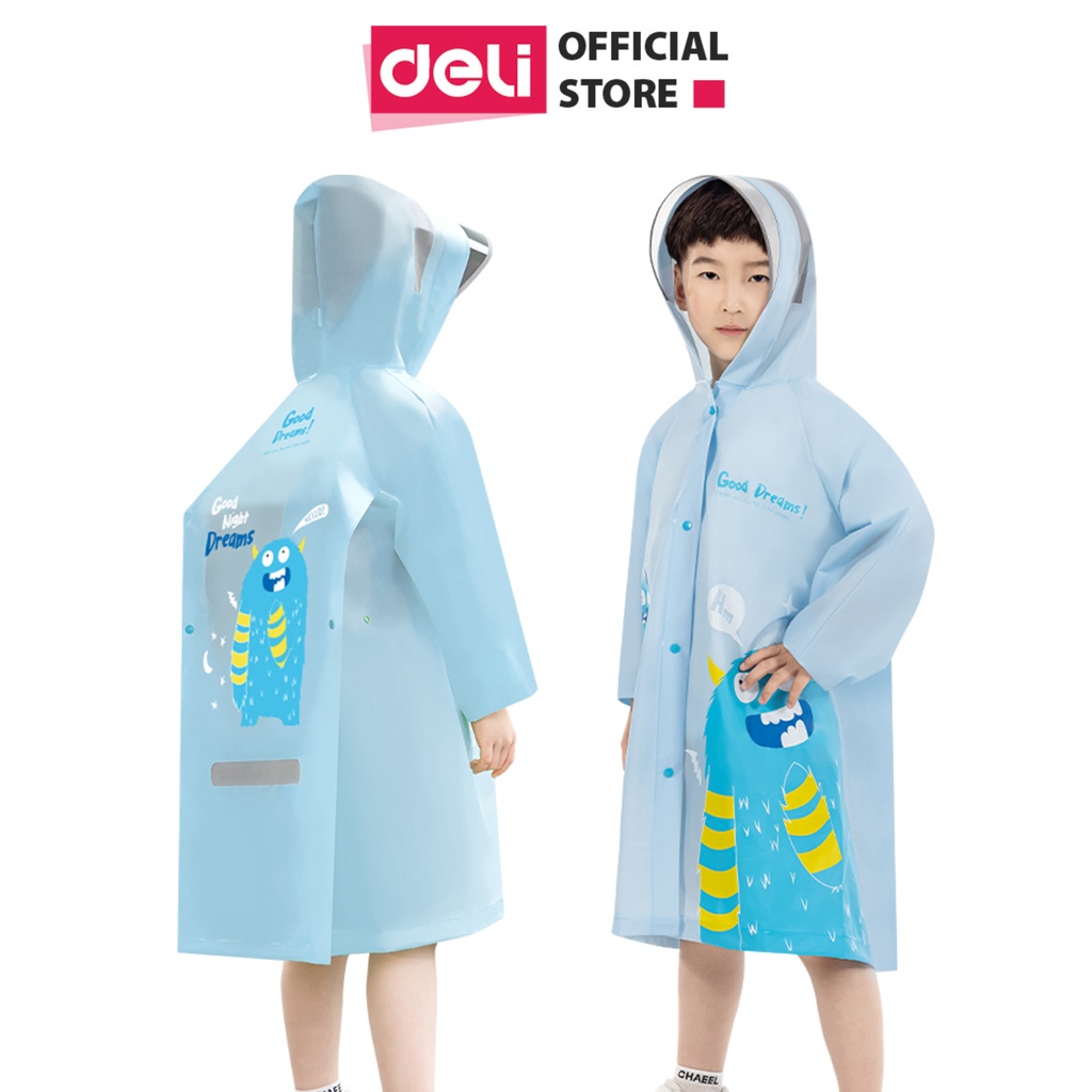 Áo Mưa Trẻ Em Deli - Siêu Dày Chống Thấm Nước Có Phản Quang Phơi Mau Khô