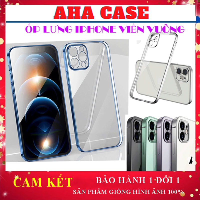 Ốp lưng IPhone Viền Vuông - Ốp lưng Dẻo Trong Viền Màu các dòng Iphone 7plus/8plus/X/Xs//Xs Max/11/11 Promax/ 12/ 13 Pro Max  sang trọng tinh tế,giá tốt, Aha Case