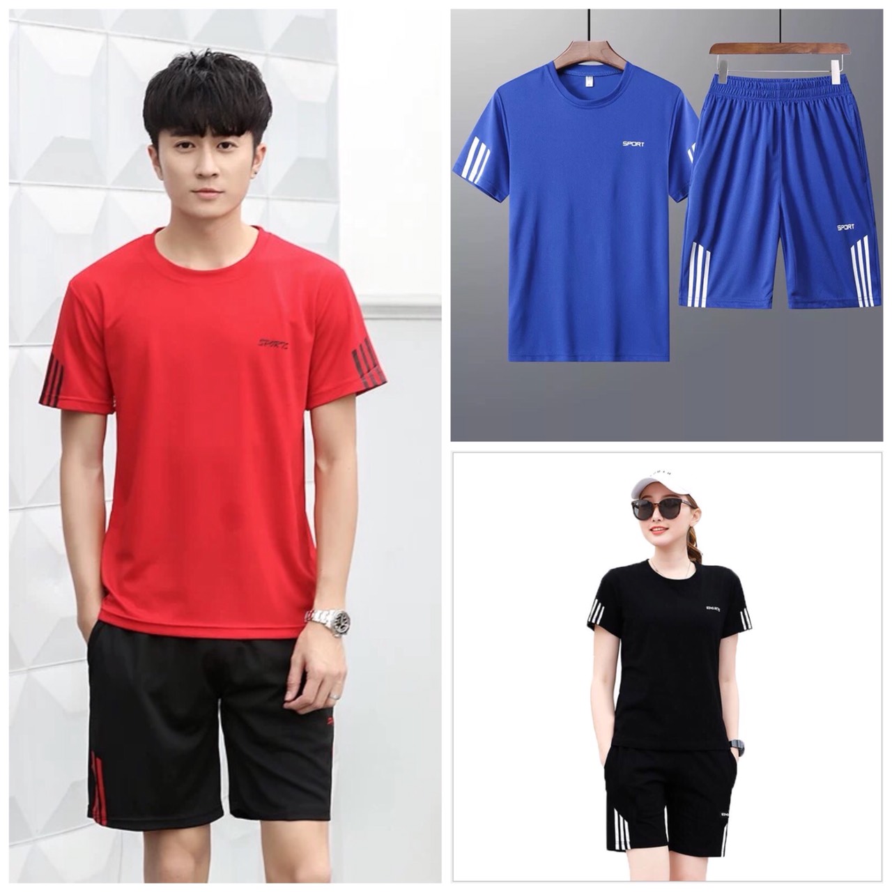 Sét bộ thể thao nam nữ mặc hè mát