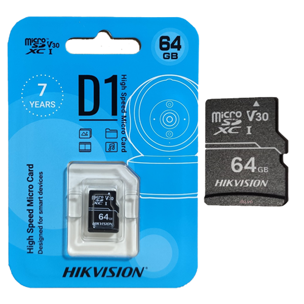 Thẻ nhớ microsd 64gb hikvision box xanh - hàng chính hãng