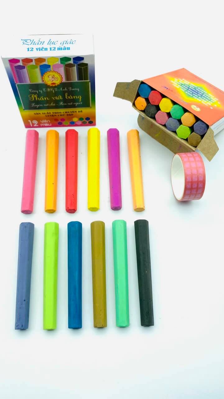 Phấn lục giác Ánh Dương - 12 viên 12 màu - tự tạo thanh đậm