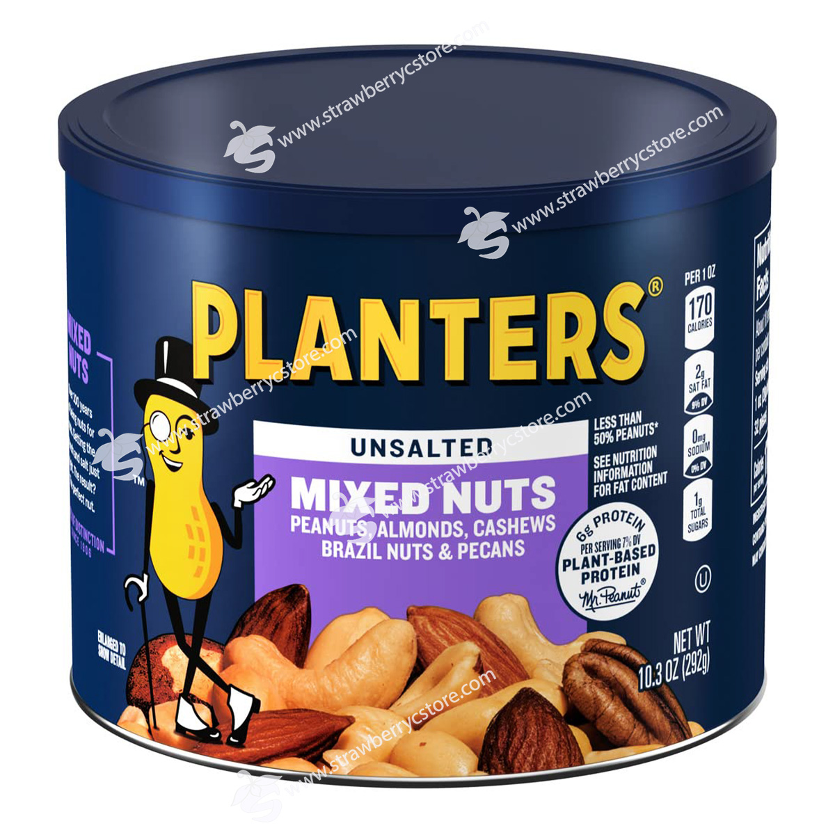 Hỗn hợp các loại hạt rang giòn không muối planters unsalted roasted mixed nuts, hộp 292g