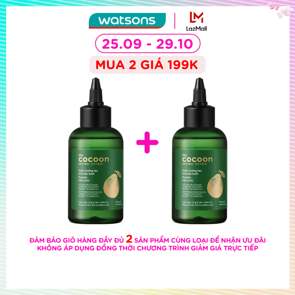 [MUA 2 GIÁ 199K] Nước Dưỡng Tóc Cocoon Tinh Dầu Bưởi Pomelo Hair Tonic 140ml