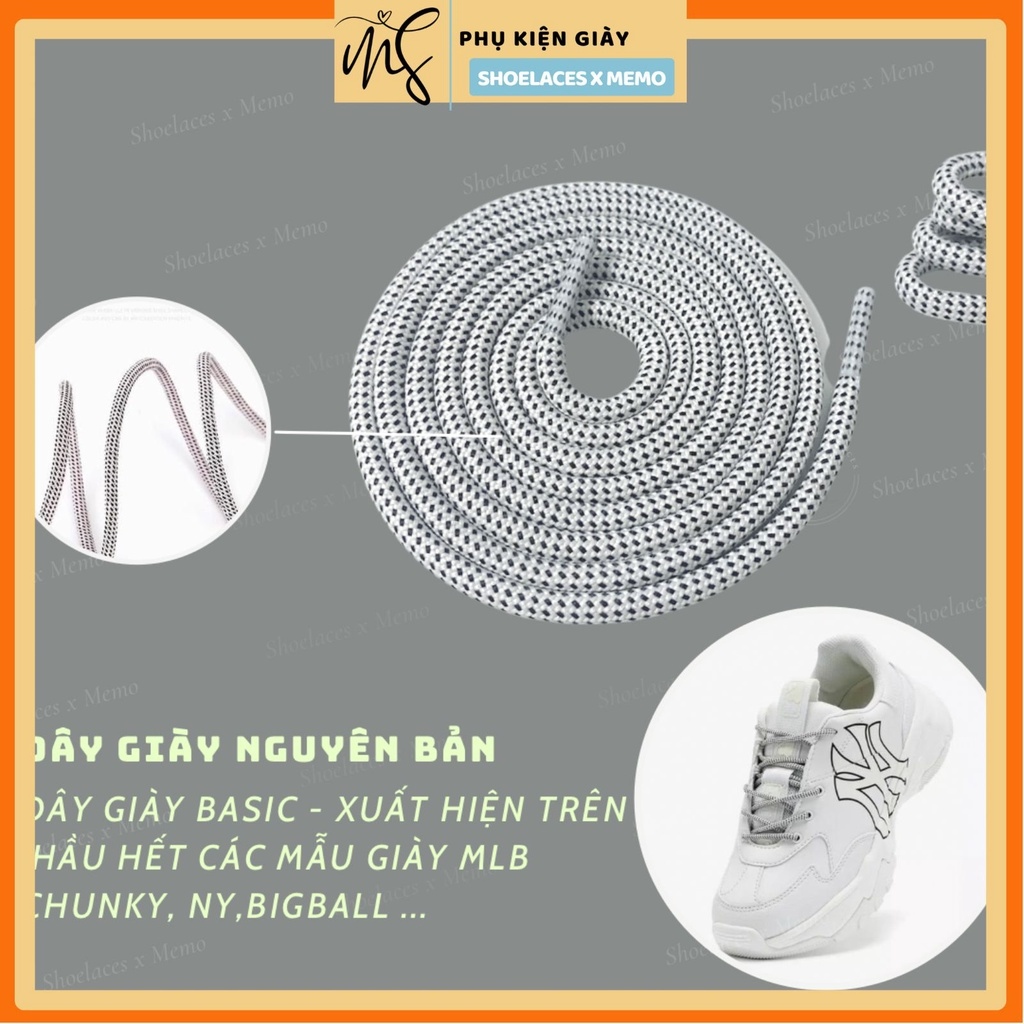 Dây giày MLB Chunky Boston dài 120cm dây giày thể thao bản tròn Memolaces