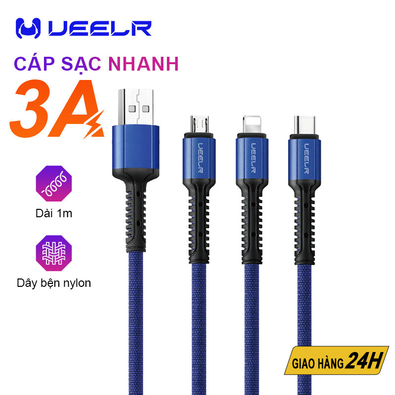 Ueelr cáp sạc nhanh 5a 1m micro usb lightning bộ sạc sạc nhanh cáp dây sạc điện thoại cho iphone samsung xiaomi oppo