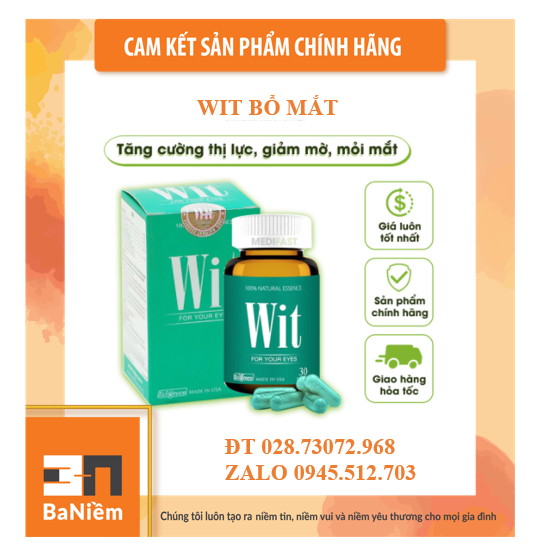 Viên uống bổ mắt Wit - Giúp tăng cường thị lực cho đôi mắt sáng khỏe - Nhập khẩu từ Mỹ Hộp 30 viên