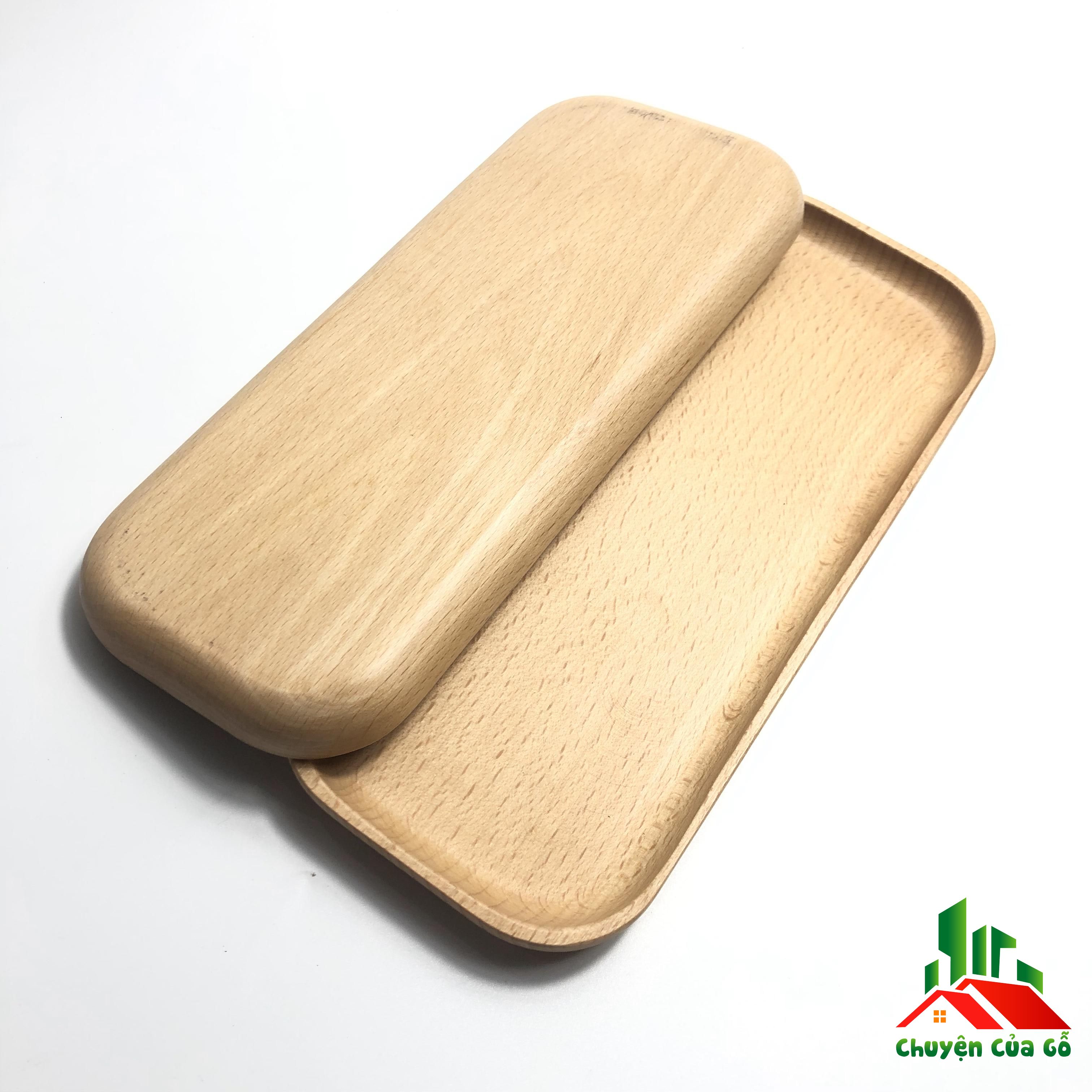 [Dụng cụ nhà bếp hiện đại] - Khay chữ nhật bằng gỗ tự nhiên