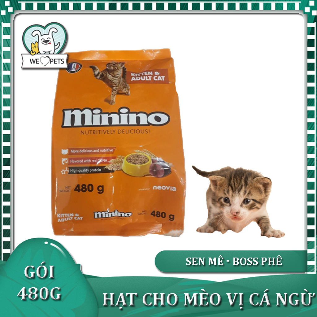 HN- Thức ăn cho mèo Minino 480g dành cho mèo mọi lứa tuổi vị cá ngừ, hạt cho mèo minino - Lida Pet Shop