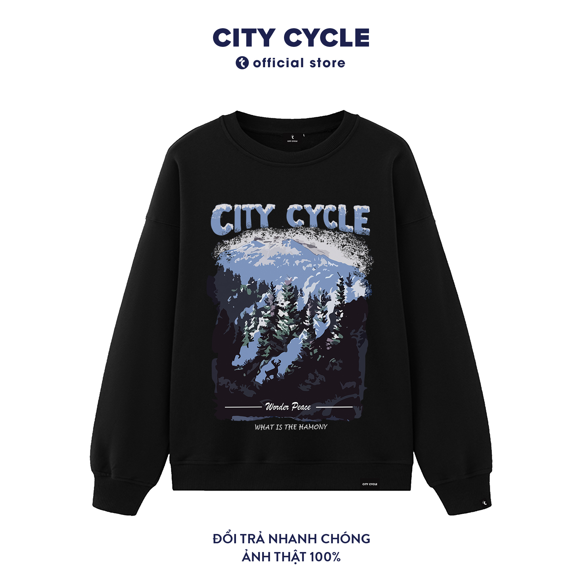 Áo sweater nỉ unisex mountain City Cycle - áo nỉ sweater unisex form rộng in hình Local Brand