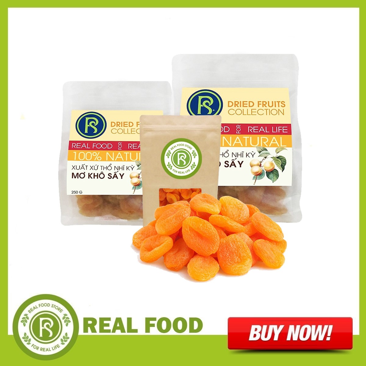 Mơ Sấy Dẻo REAL FOOD nhập khẩu Thổ Nhĩ Kỳ  (500g)