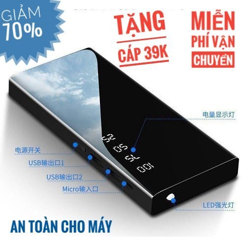 Pin dự phòng cao cấp 3000mah - sac dự phòng chất lượng màn hình gương siếu bóng, tích hợp 2 cổng sạc - pin dự phòng, pin sạc dự phòng dung lượng khủng, có thể sạc cùng lúc 2 thiết bị, hỗ trợ sạc nhanh với một vài dòng máy