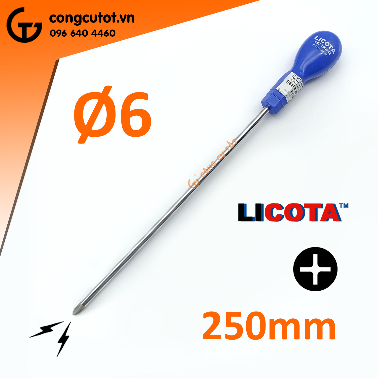 Tô vít cán bầu ø6x200mm licota asd-2562002, ø3x100mm licota asd-2531000 và ø6x250mm licota asd 2562502