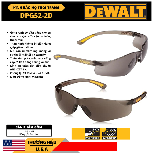 Kính bảo hộ dewalt dpg52-2d