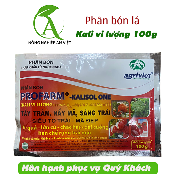 Phân bón dưỡng trái profarm 100g, giúp tẩy tràm, nẩy mã, sáng trái, siêu to trái, mã đẹp, to củ, lớn quả, chắc hạt, hạn chế rụng quả non. phân bón siêu to trái profarm 100g