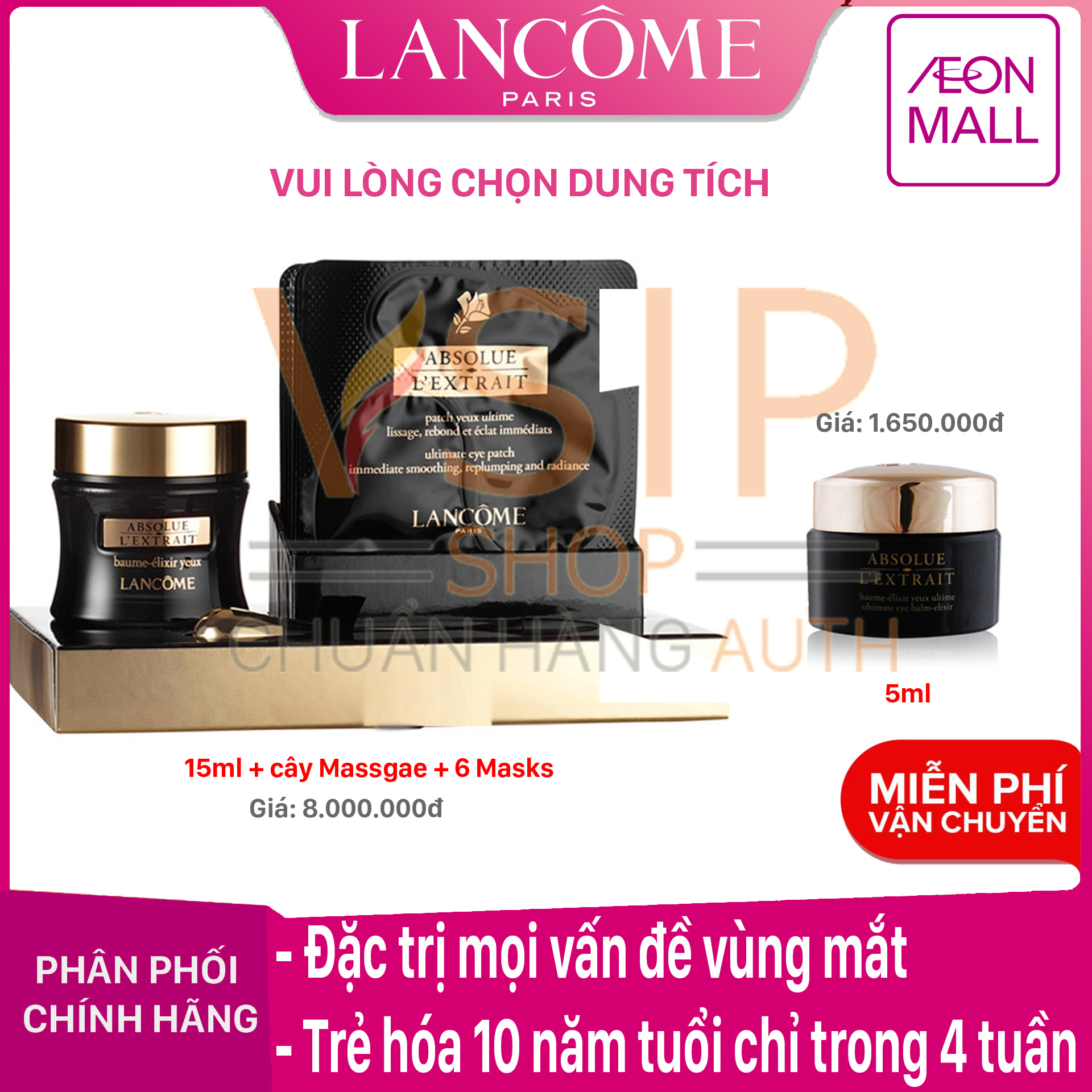 Kem dưỡng ĐẶC-TRỊ mọi vấn đề vùng mắt, tái tạo làn da Lancome Absolue L’Extrait Regenerating Ultimate Eye 5ML