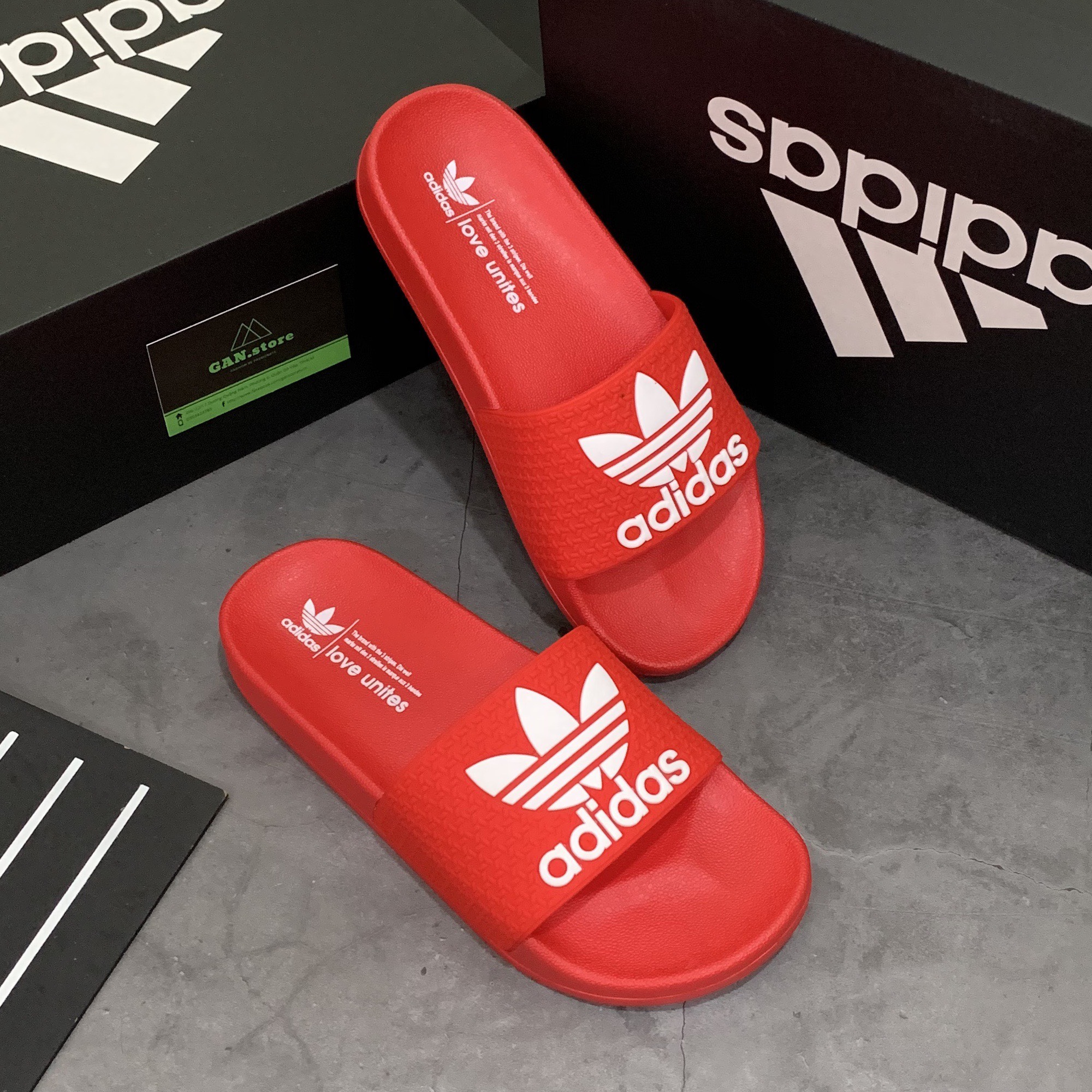 [HCM]DÉP ADIDAS ĐỎ ADILETTE BÁNH MÌ - DÉP FULL BOX HCM