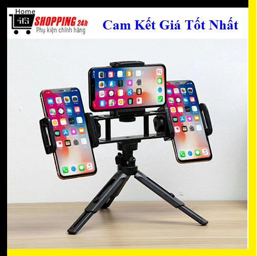 [HCM]⚡Gậy 3 Chân Livestream Kẹp 3 Điện Thoại Tiện Dùng⚡