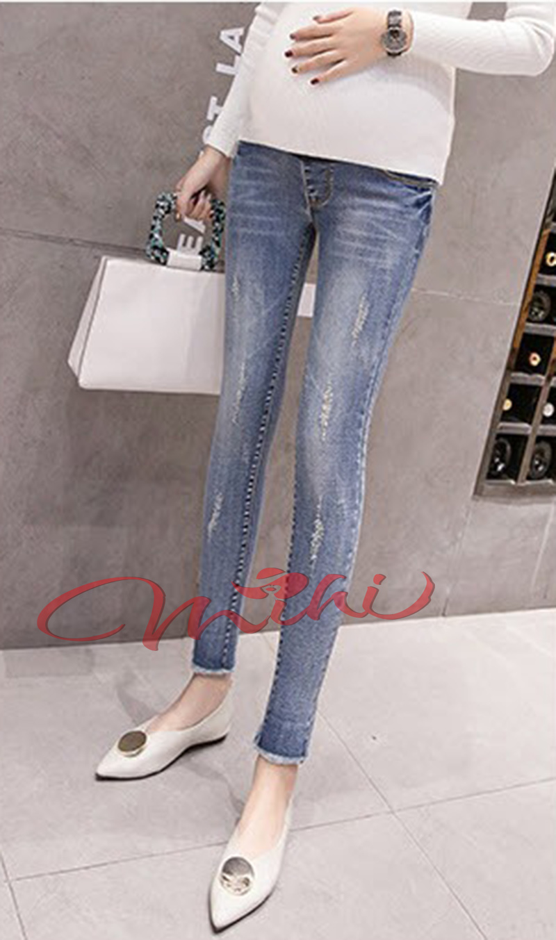 Quần bò bầu, quần Jean bầu gấu rách