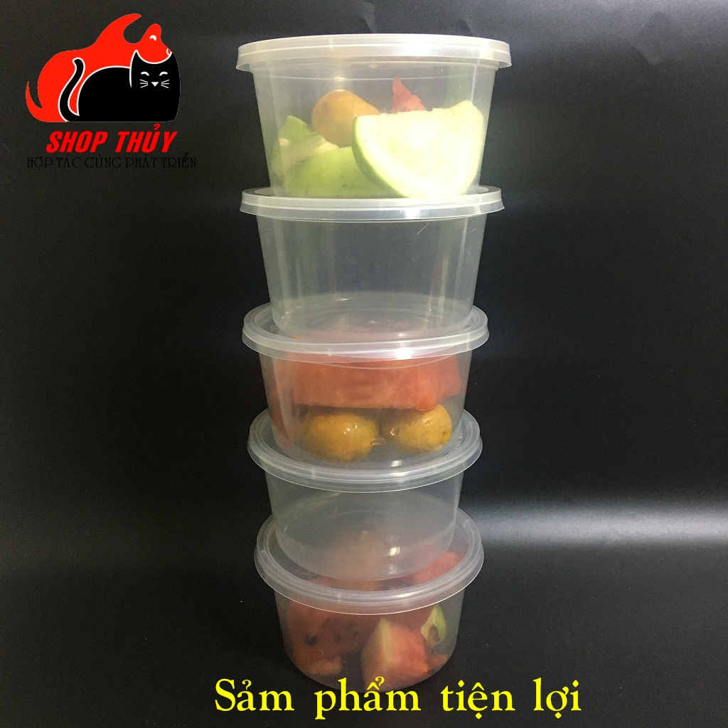 Hộp nhựa đựng thực phẩm tròn 500ml-10 hộp nhựa Microwave kèm nắp TN87 dùng được trong lò vi sóng