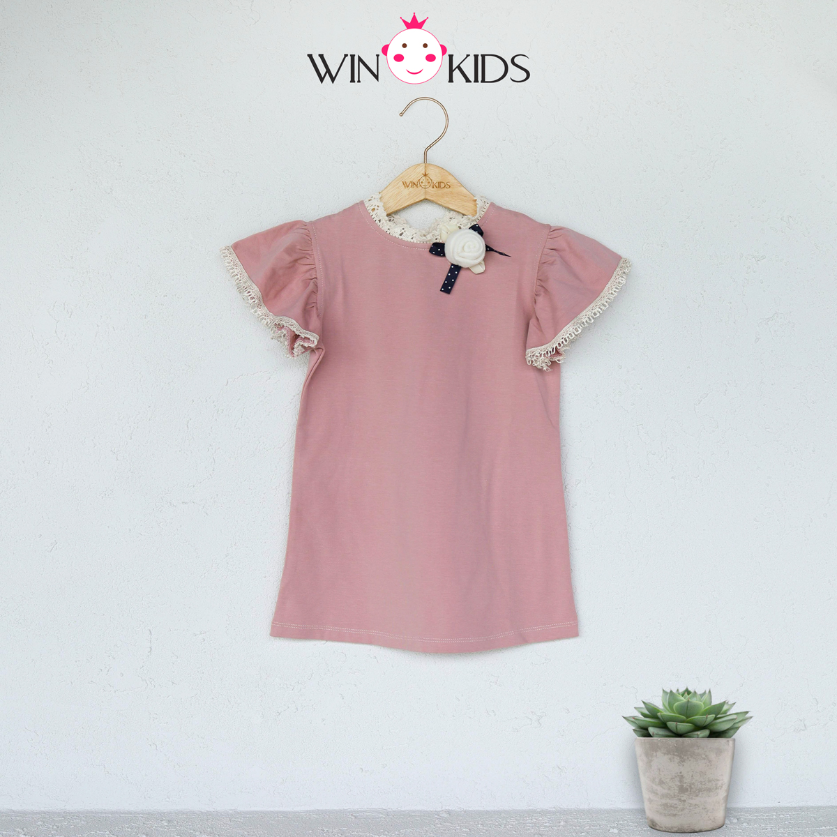 [XẢ KHO] Đầm hồng bé gái tay cánh tiên ren Winkids chuyên thời trang trẻ em WGE20056