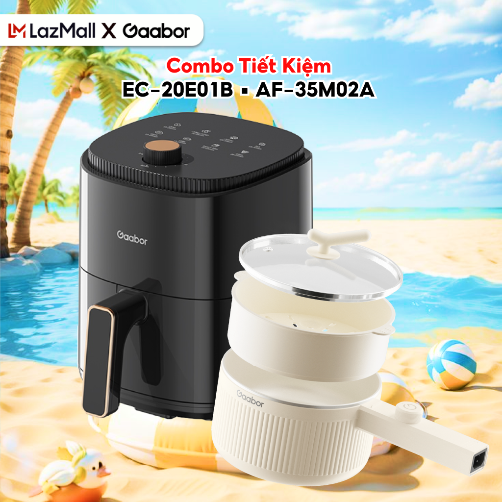 Combo 034 Nồi điện đa năng 2L EC-20E01B và nồi chiên không dầu 3.5L AF-35M02A - Bảo hành 12 tháng 1 đổi 1