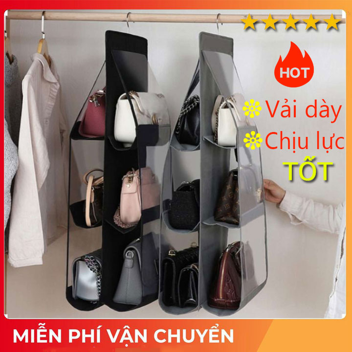 Túi treo giỏ xách 6 ngăn, túi treo bảo vệ túi xách, giá treo túi xách 6 ngăn