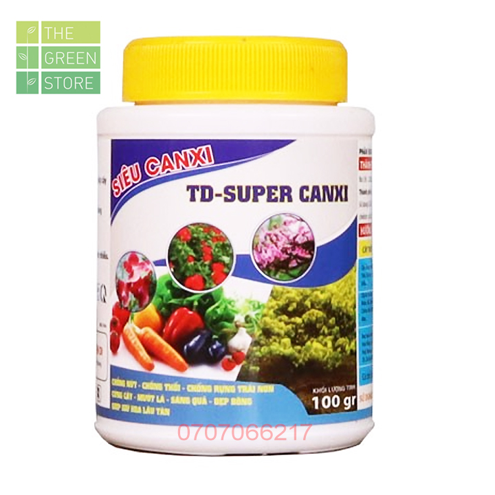 Phân bón vi lượng Siêu Canxi (100g) cứng cây, chống nứt trái, thối trái cho hoa cây cảnh, rau màu, cây ăn trái