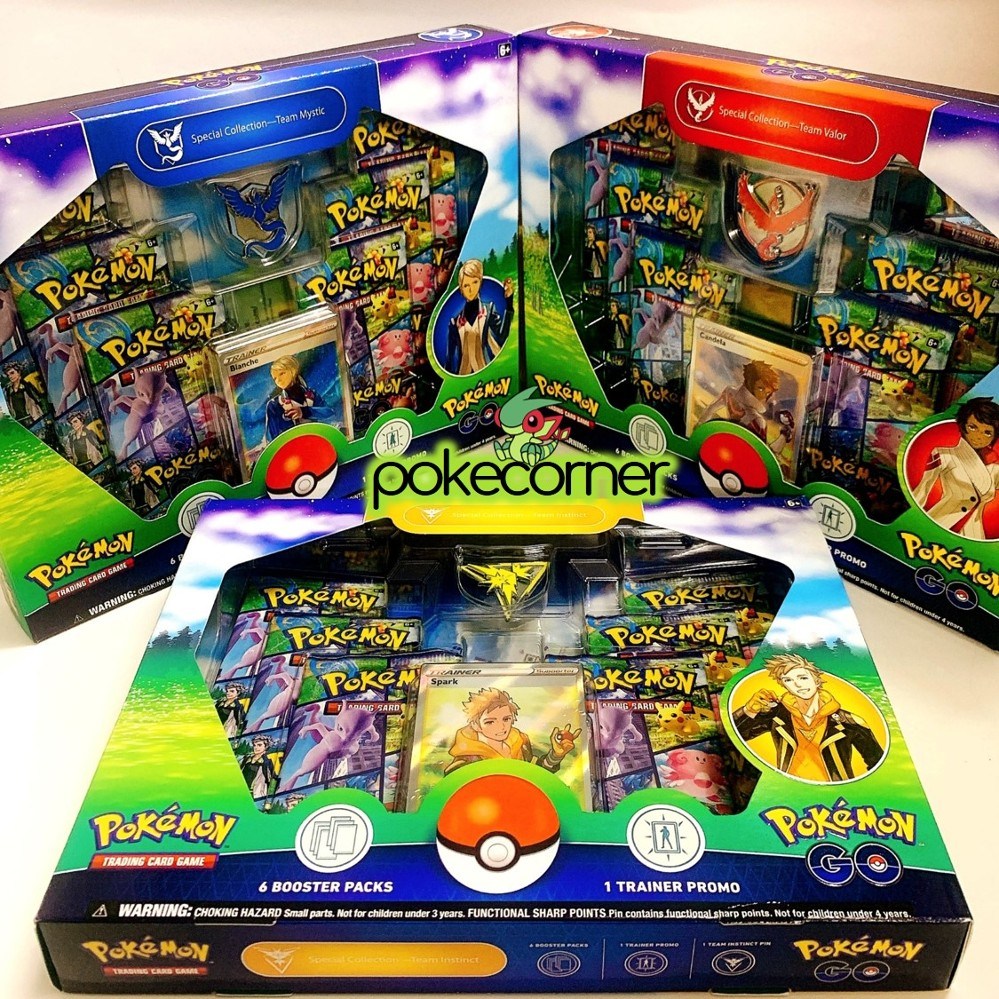 Hộp bài Pokemon TCG Team Valor / Instinct / Mystic Special Collection Pokemon GO có huy hiệu Team đẹp
