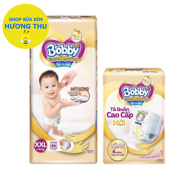 Tã bỉm quần bobby extra soft dry xxl46, cho bé 16kg trở lên