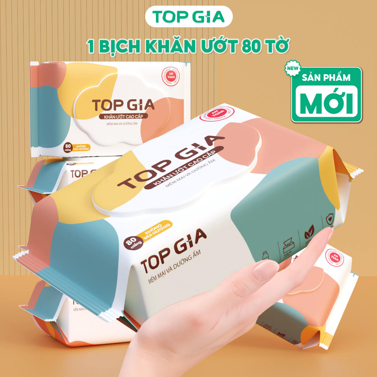 {MUA 6 GIẢM 50%} Khăn ướt 80 tờ mềm mại Topgia giấy ướt không mùi an toàn cho mọi làn da 