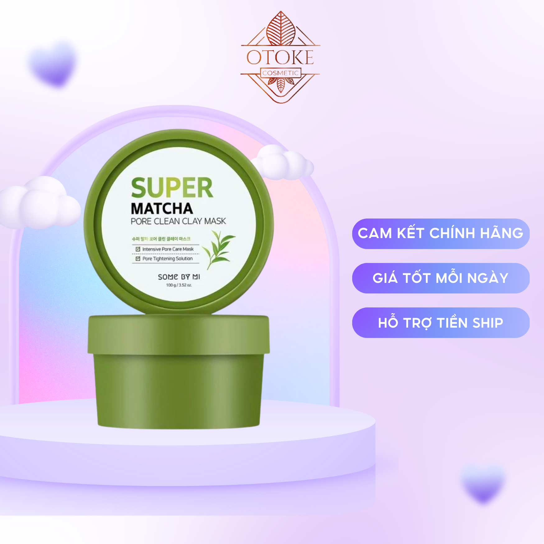Mặt Nạ Đất Sét Giúp Se Khít Lỗ Chân Lông Some By Mi Super Matcha Pore Clean Clay Mask 100g