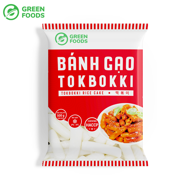 Bánh gạo hàn quốc tokbokki dạng thỏi green foods 500g và 1kg