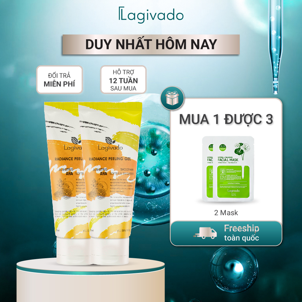 Combo 2 tẩy tế bào chết da mặt Hàn Quốc Lagivado chiết xuất quả quýt đảo JeJu Tangerine Radiance Peeling 50 ml