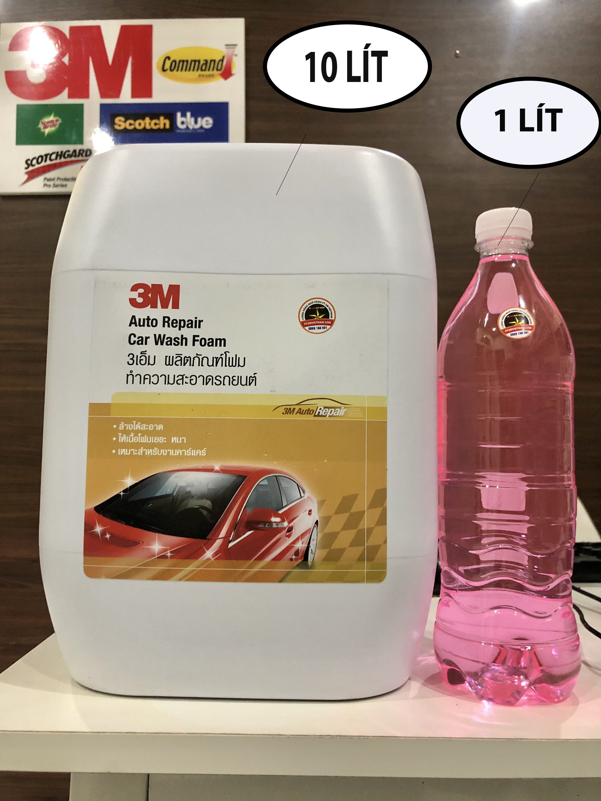 Xà bông rửa xe bọt tuyết 3M Auto Repair Car Wash Foam làm sạch và bảo vệ sơn xe chai bán lẻ 1 lít Chính hãng Hà Nội